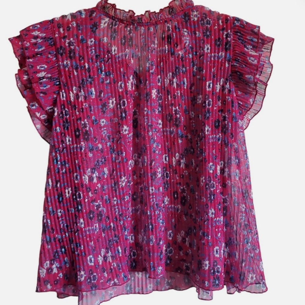Anthropologie Vibrant Pink Ruffled Top